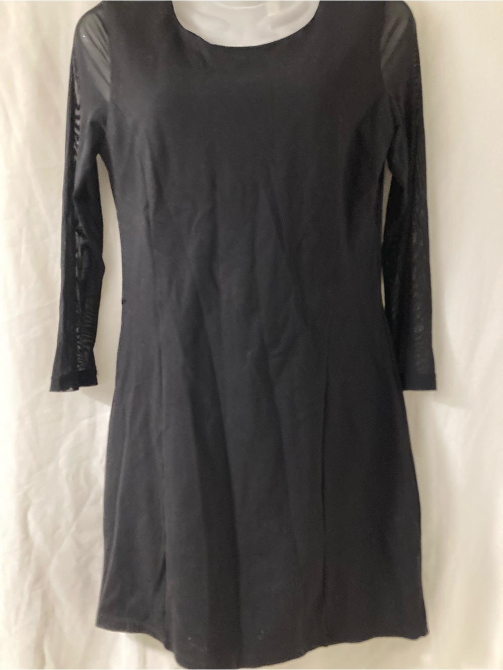 Pentagone Black Mesh Sleeve Fit & Flare Dress Size M